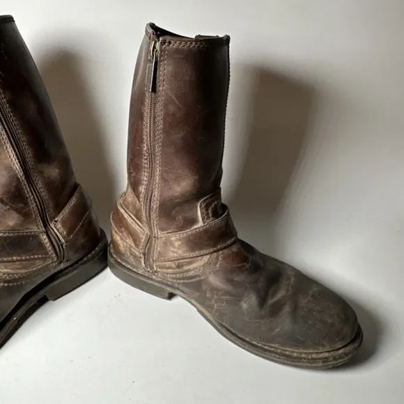 Mens Harley Davidson Josh Brown Suede Leather Side Zip Riding Boots Size 9.5M