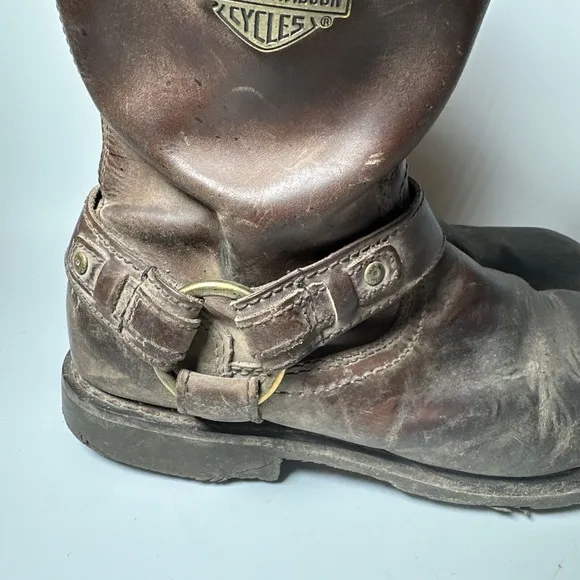 Mens Harley Davidson Josh Brown Suede Leather Side Zip Riding Boots Size 9.5M