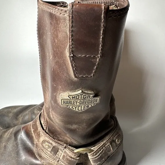Mens Harley Davidson Josh Brown Suede Leather Side Zip Riding Boots Size 9.5M