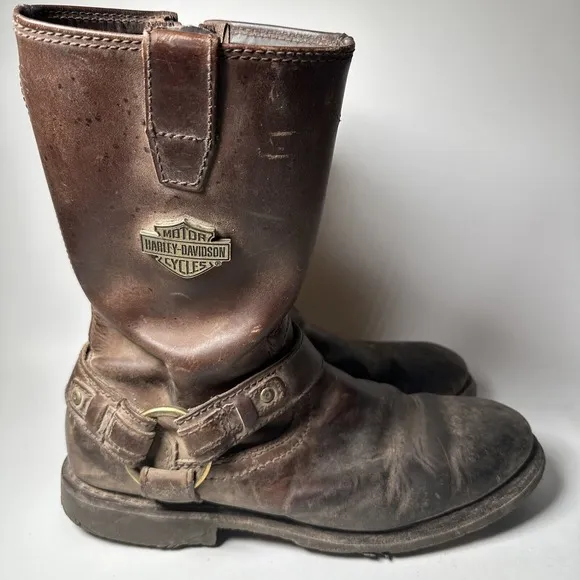 Mens Harley Davidson Josh Brown Suede Leather Side Zip Riding Boots Size 9.5M