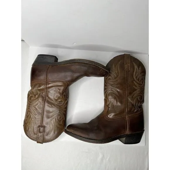 Men's Laredo Brown Leather Cowboy Western Lea Vamp Fox Size 9.5 EW