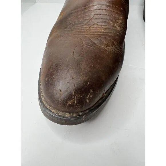 Men's Laredo Brown Leather Cowboy Western Lea Vamp Fox Size 9.5 EW