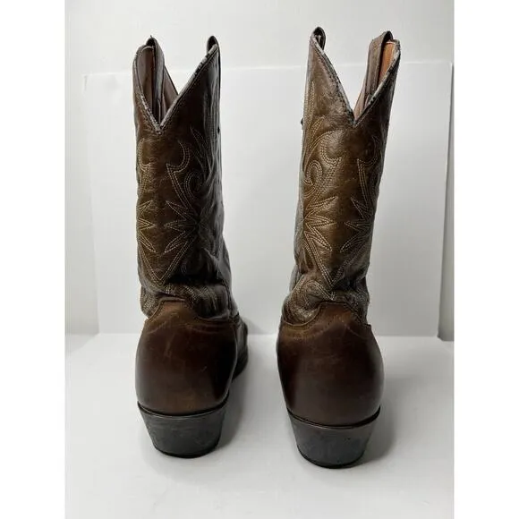 Men's Laredo Brown Leather Cowboy Western Lea Vamp Fox Size 9.5 EW
