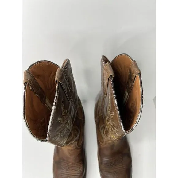 Men's Laredo Brown Leather Cowboy Western Lea Vamp Fox Size 9.5 EW