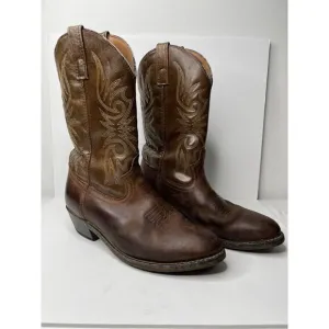 Men's Laredo Brown Leather Cowboy Western Lea Vamp Fox Size 9.5 EW
