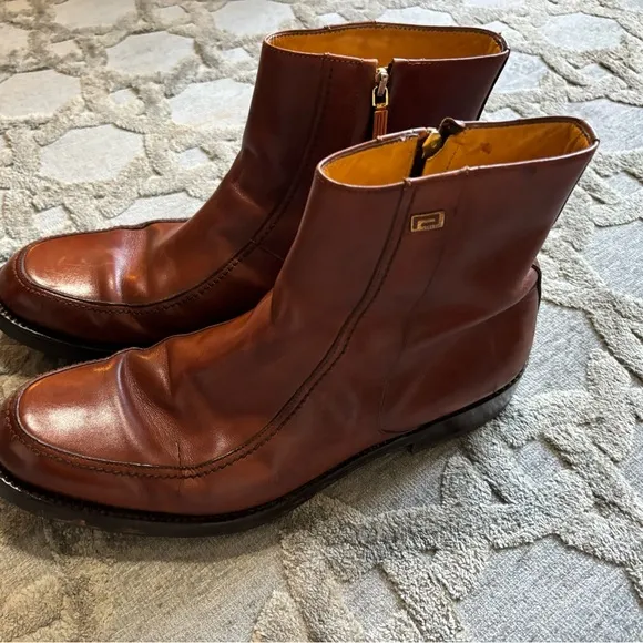 Men's Versace Brown Leather Boots Size 45