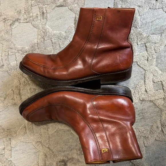 Men's Versace Brown Leather Boots Size 45
