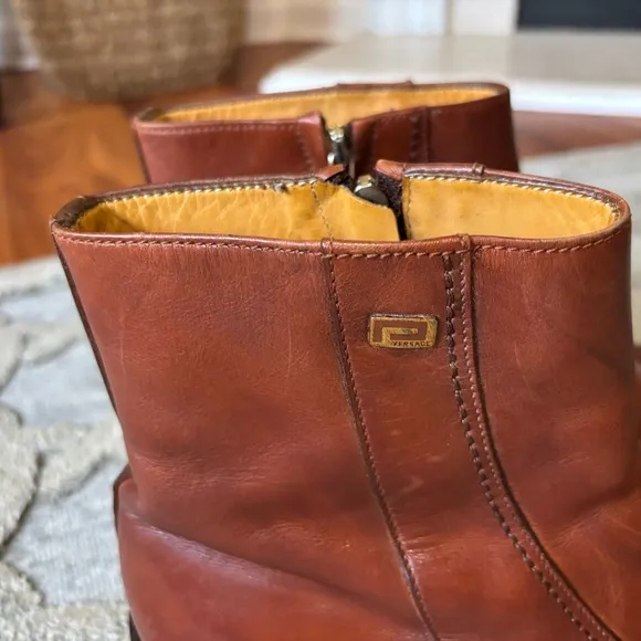 Men's Versace Brown Leather Boots Size 45