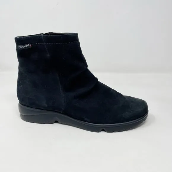 Mephisto Rezia Black Leather Slouchy Low Heel Comfort Ankle Boots womens 6 new