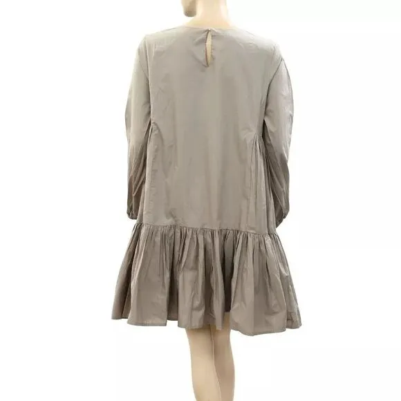 Merlette Byward Mini Dress Boat Neck Cotton Voil Resort Babydoll Solid XS 275014