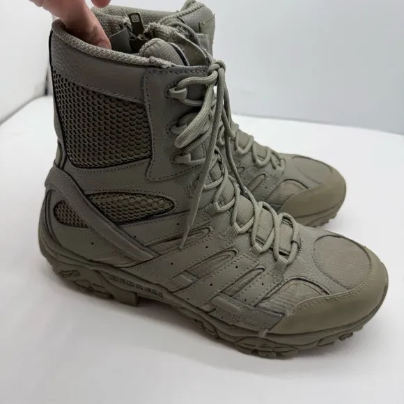 Merrell Moab 2 Mens 12 8” Tactical Boots Zip Combat Army Green Shoes Tall J17785
