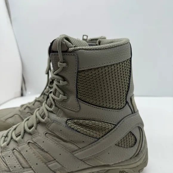 Merrell Moab 2 Mens 12 8” Tactical Boots Zip Combat Army Green Shoes Tall J17785