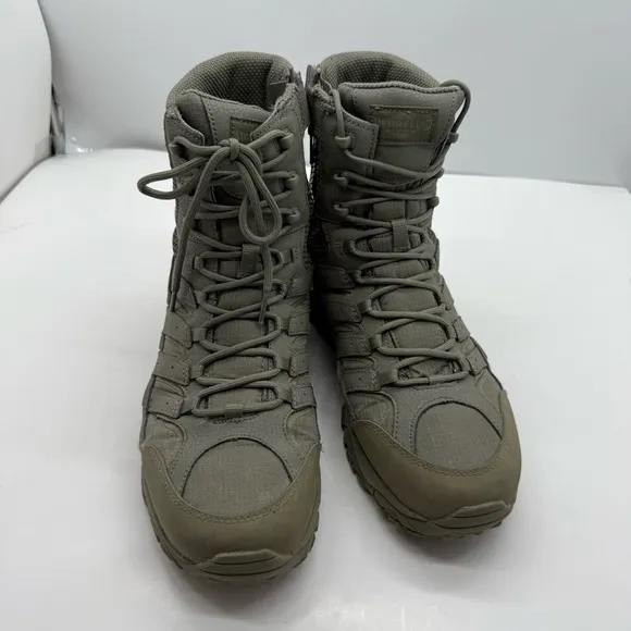 Merrell Moab 2 Mens 12 8” Tactical Boots Zip Combat Army Green Shoes Tall J17785