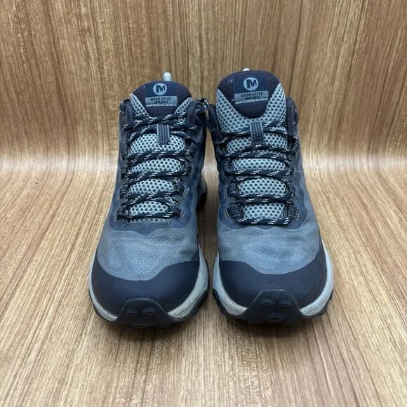 Merrell Moab Speed Mid GTX Hiker Shoes Navy Blue Women's 7 Goretex Vibram Sole