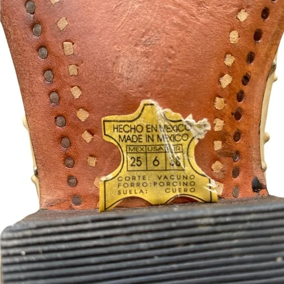 Mezcalero-Boots women’s 7.5/mens 6 ostrich leather midcalf. Western stitch. GUC!