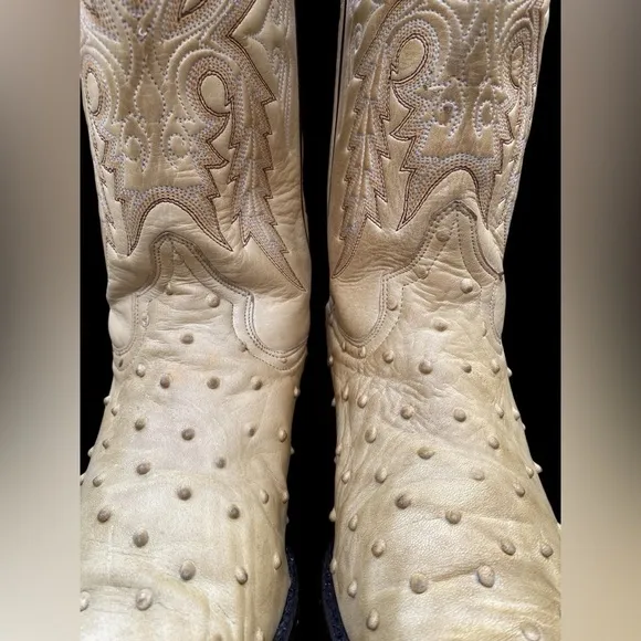 Mezcalero-Boots women’s 7.5/mens 6 ostrich leather midcalf. Western stitch. GUC!