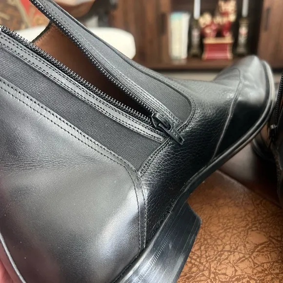 Mezlan Cadence Leather Zip Chelsea Boot Black, Size 11 M.