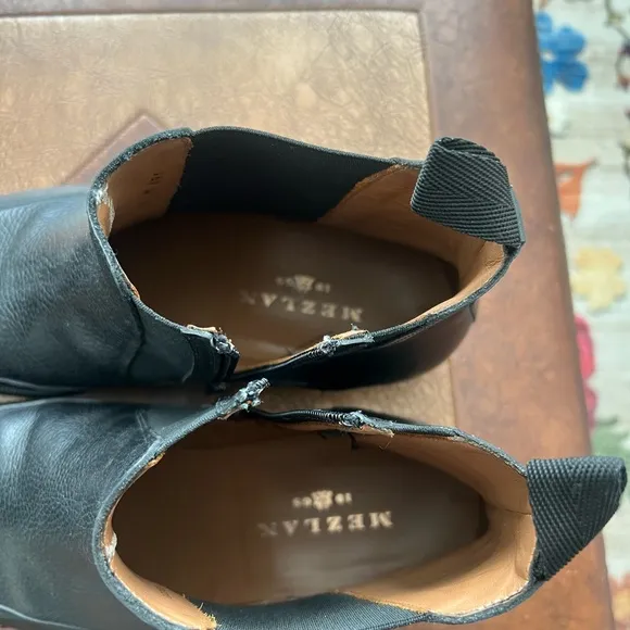 Mezlan Cadence Leather Zip Chelsea Boot Black, Size 11 M.