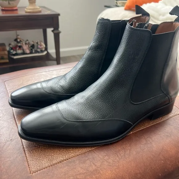 Mezlan Cadence Leather Zip Chelsea Boot Black, Size 11 M.