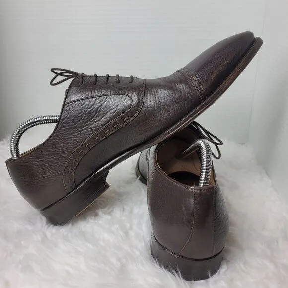 Mezlan Cuomo Men's Oxford Shoes Size 9 M Black ItalianCalfskin Cap Toe Lace Up