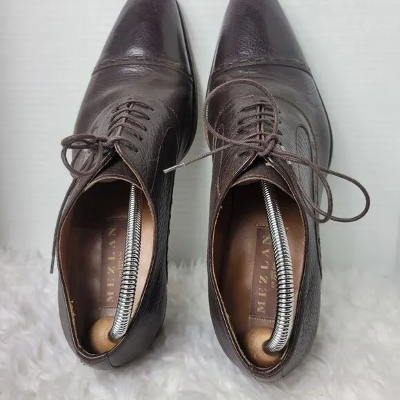 Mezlan Cuomo Men's Oxford Shoes Size 9 M Black ItalianCalfskin Cap Toe Lace Up