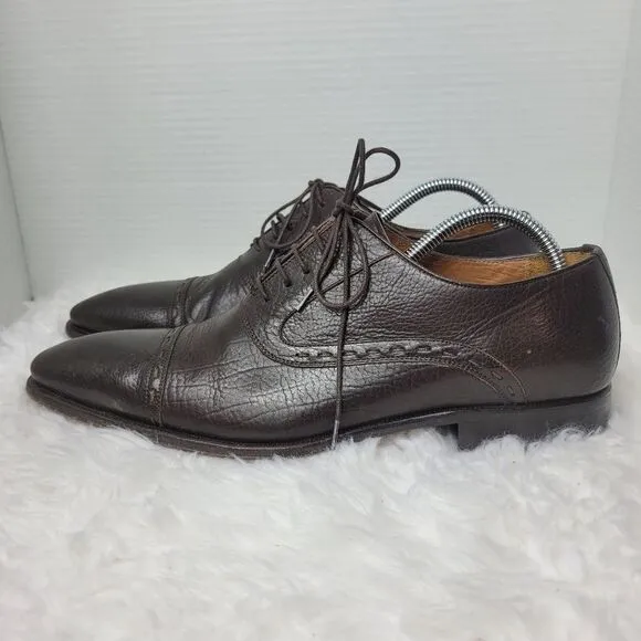 Mezlan Cuomo Men's Oxford Shoes Size 9 M Black ItalianCalfskin Cap Toe Lace Up