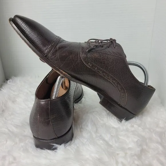Mezlan Cuomo Men's Oxford Shoes Size 9 M Black ItalianCalfskin Cap Toe Lace Up