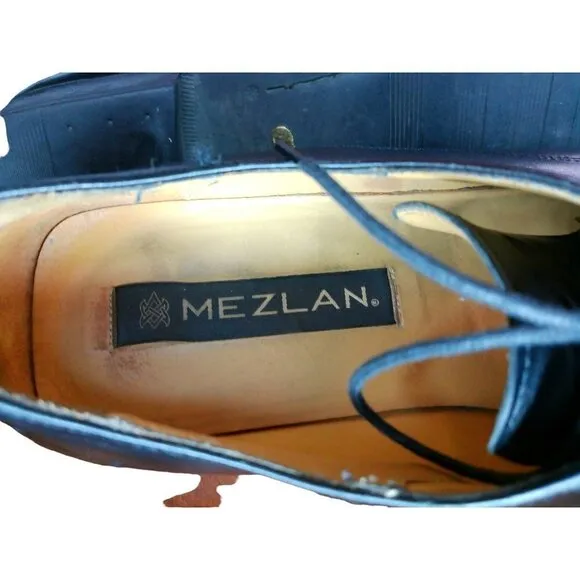 Mezlan Picardie Men's Leather Black Lace-up Handmade in Spain size 8.5 shoes