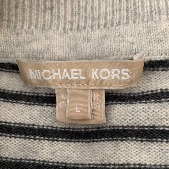 MICHAEL KORS CASHMERE 100% Stripes Short Sleeves Boat or Off Shoulder