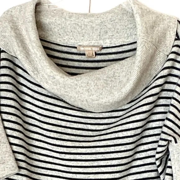 MICHAEL KORS CASHMERE 100% Stripes Short Sleeves Boat or Off Shoulder