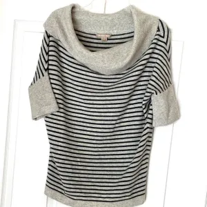 MICHAEL KORS CASHMERE 100% Stripes Short Sleeves Boat or Off Shoulder