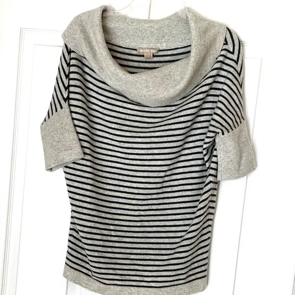 MICHAEL KORS CASHMERE 100% Stripes Short Sleeves Boat or Off Shoulder