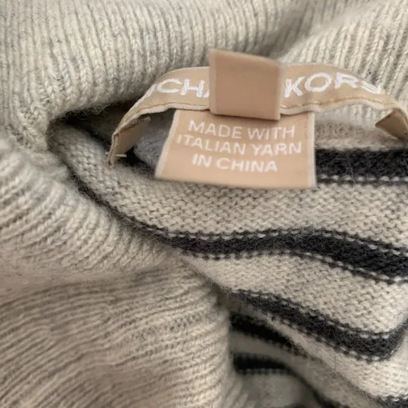 MICHAEL KORS CASHMERE 100% Stripes Short Sleeves Boat or Off Shoulder