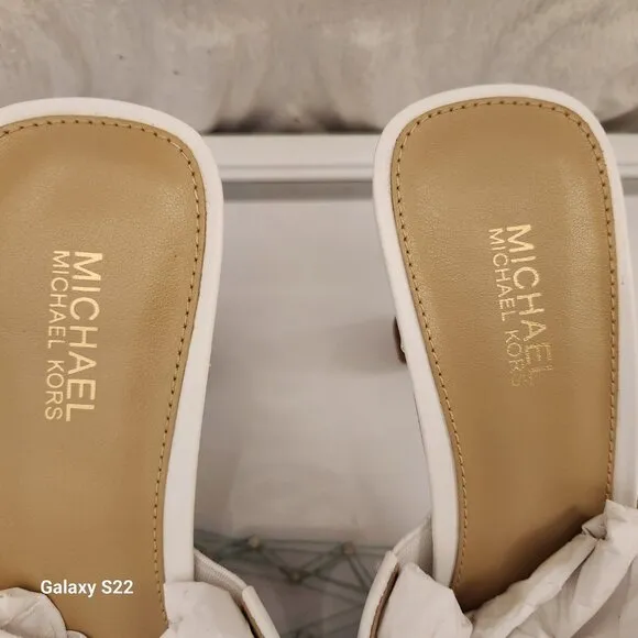 Michael Kors Clara Mule Leather Sandals Optic White Size 6. NIB.