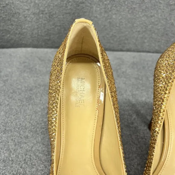 Michael Kors High Heels Shoes 8M Platform Nude Pumps Open Toe handmade ringstone
