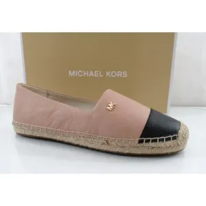 Michael Kors Kendrick Slip On Espadrille Flat Shoes MK Logo Oyster Black