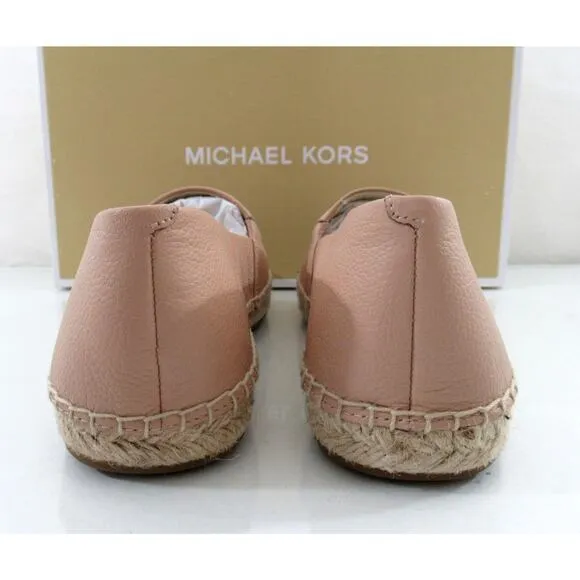 Michael Kors Kendrick Slip On Espadrille Flat Shoes MK Logo Oyster Black