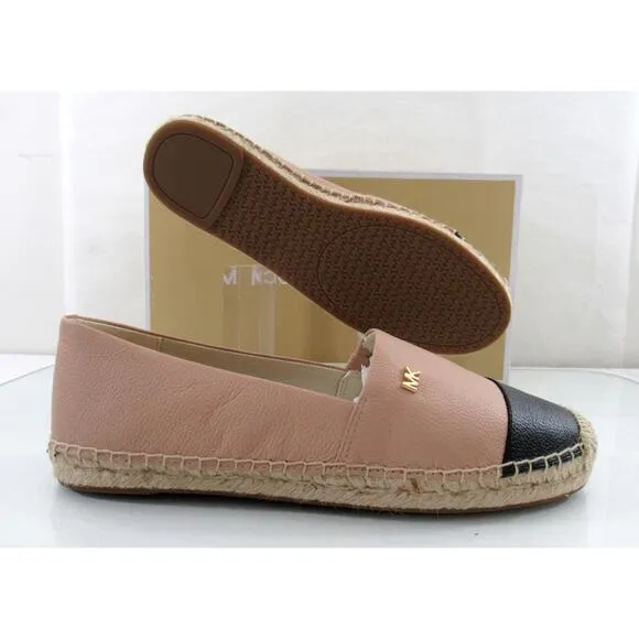 Michael Kors Kendrick Slip On Espadrille Flat Shoes MK Logo Oyster Black