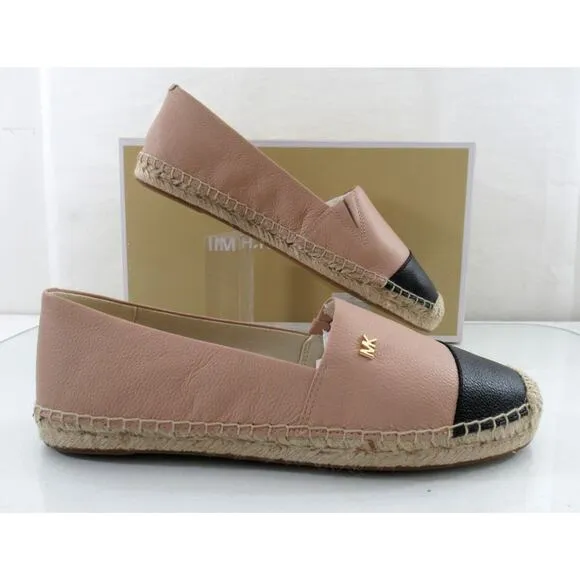 Michael Kors Kendrick Slip On Espadrille Flat Shoes MK Logo Oyster Black