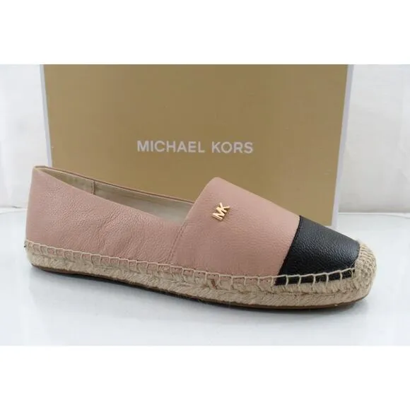 Michael Kors Kendrick Slip On Espadrille Flat Shoes MK Logo Oyster Black