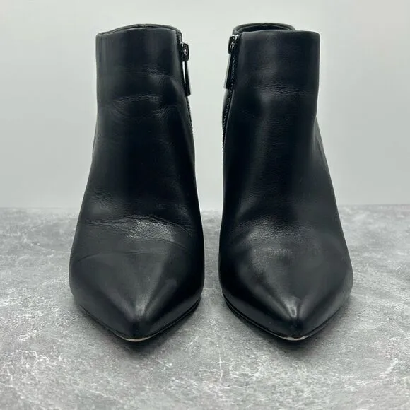 Michael Kors Paloma Black Bootie Boots Size 6.5 M Leather Block Heels Pointed