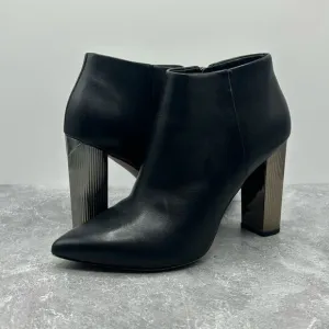 Michael Kors Paloma Black Bootie Boots Size 6.5 M Leather Block Heels Pointed
