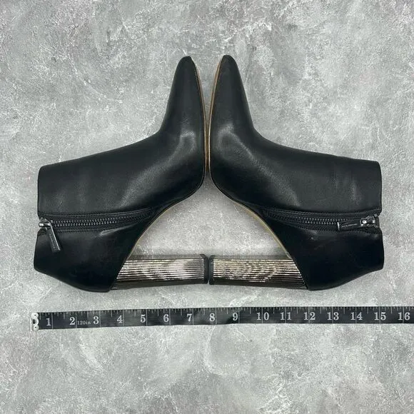 Michael Kors Paloma Black Bootie Boots Size 6.5 M Leather Block Heels Pointed