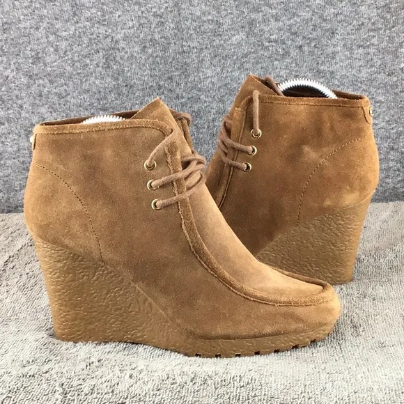 Michael Kors Rory Bootie Brown Platform Wedge Ankle Boots NWOT