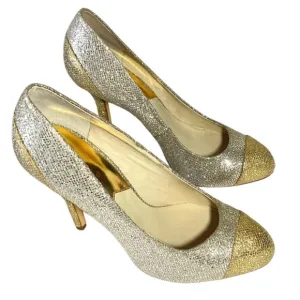 Michael Kors Sinclair‎ Gold Silver Pump Cap Toe - Size 8M Women's Shoes