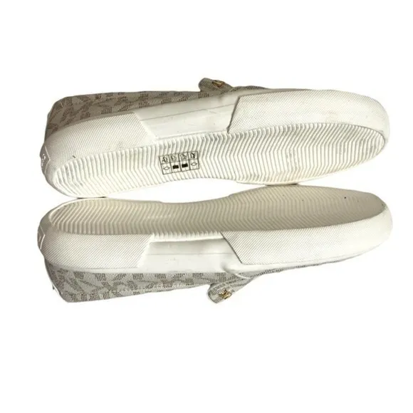 Michael Kors white gold mk signs slip on shoes