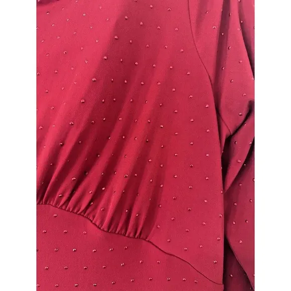 Michael Kors Women's Studded Long-Sleeve Bodycon Dress Crimson Red Size M
