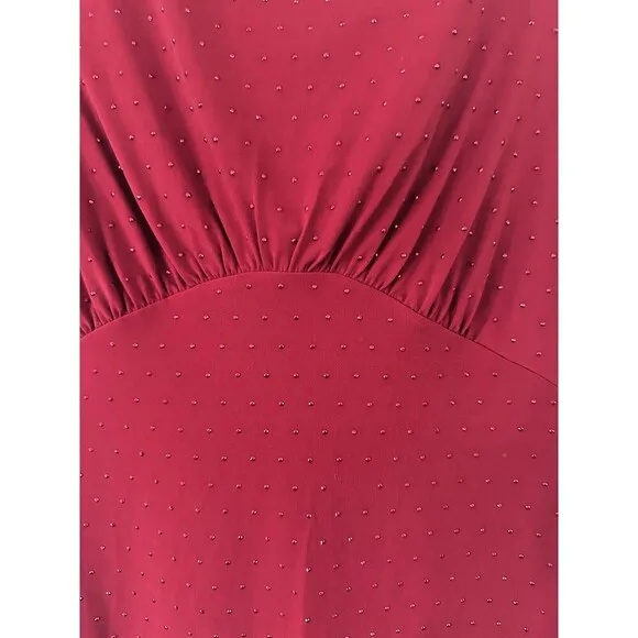 Michael Kors Women's Studded Long-Sleeve Bodycon Dress Crimson Red Size M
