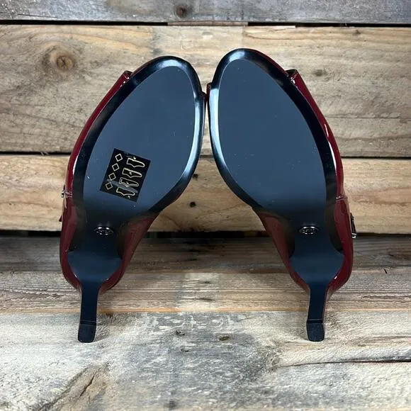 MICHAEL Michael Kors Lawson Open Toe Leather Bootie - Burgundy - 6.5 - NWOB