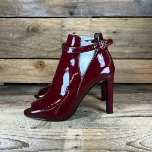 MICHAEL Michael Kors Lawson Open Toe Leather Bootie - Burgundy - 6.5 - NWOB